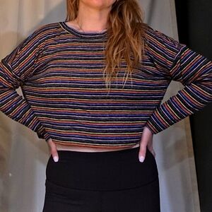Wild Fable Large Colorful Stripped Tee - Cropped!